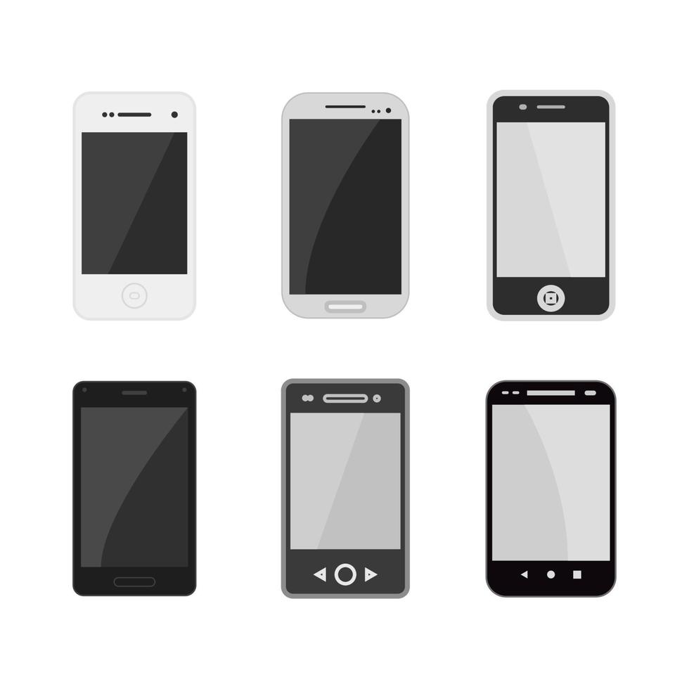conjunto de teléfonos inteligentes sobre fondo blanco vector