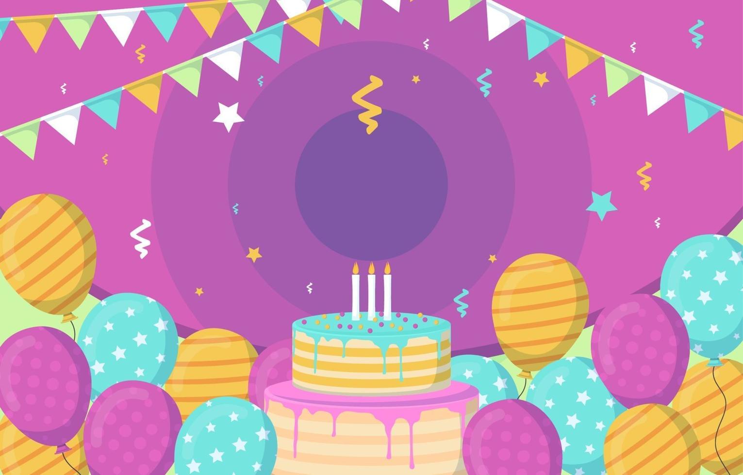 Happy Birthday Card with Balloons and Confetti vector