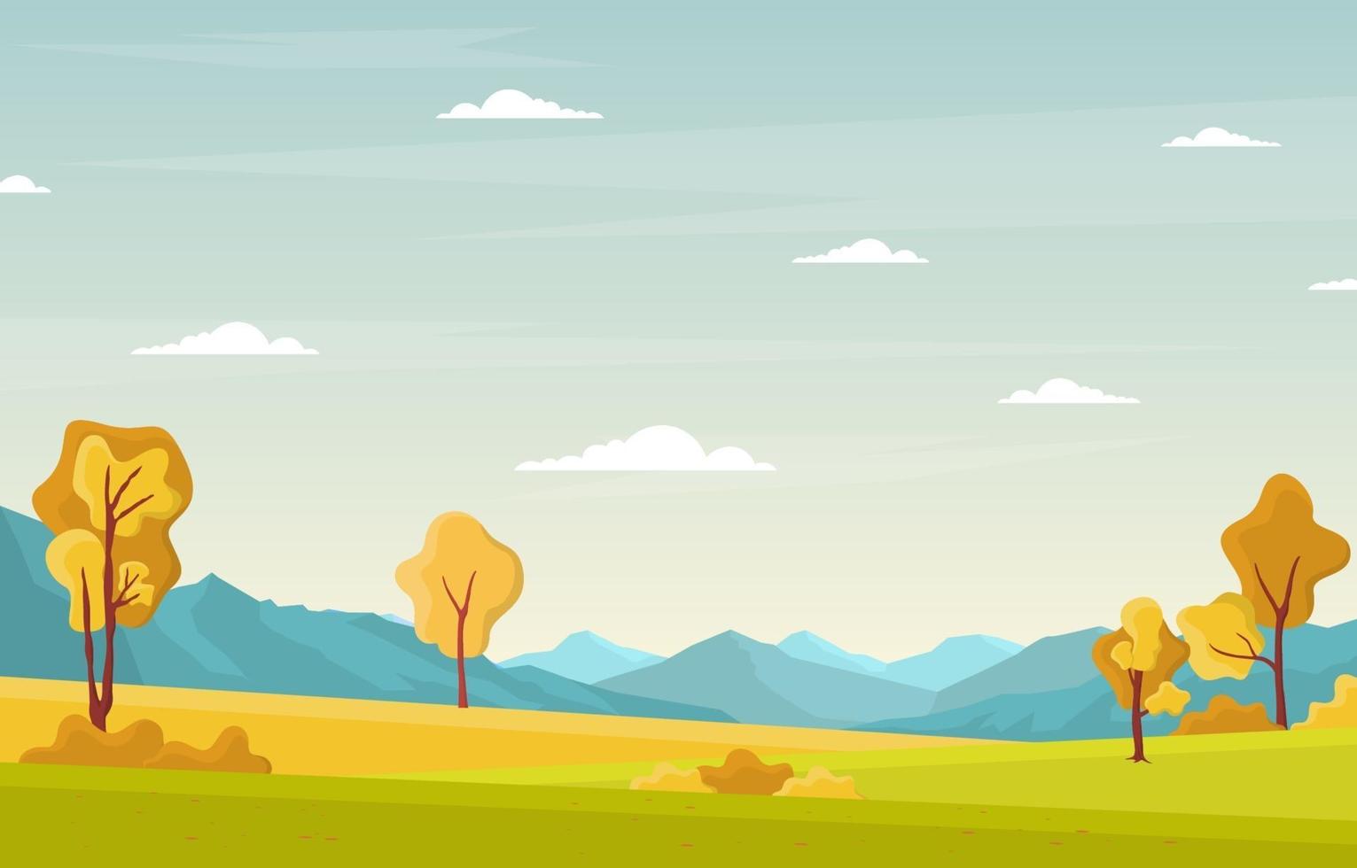 Autumn Park Scene with Trees and Mountains vector