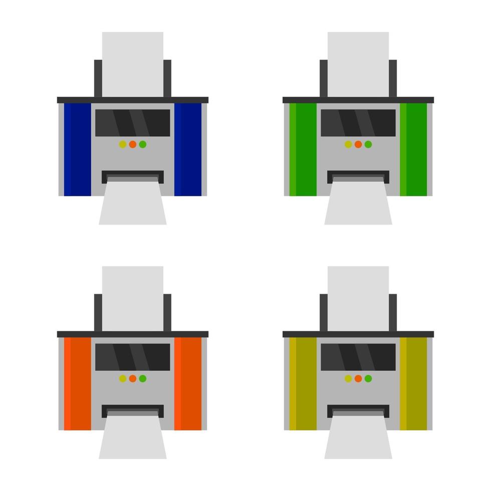 conjunto de impresora sobre fondo blanco vector