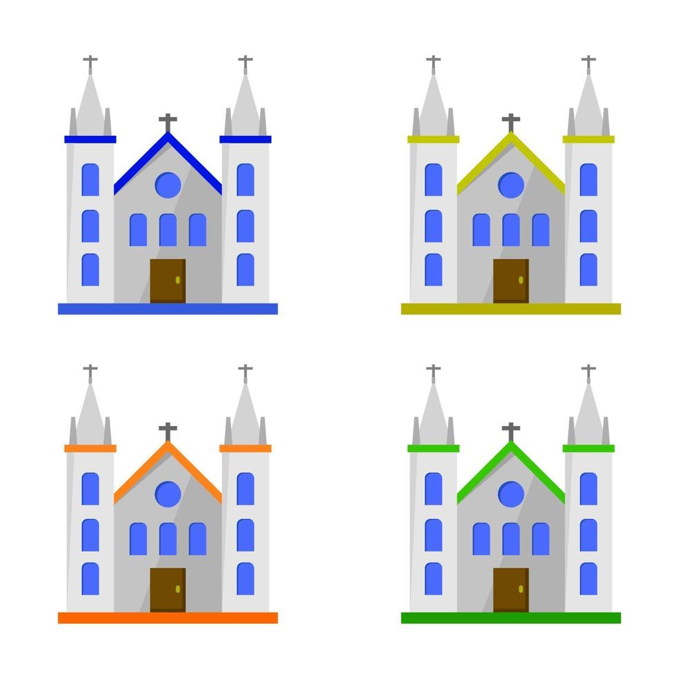 Church Set On White Background vector