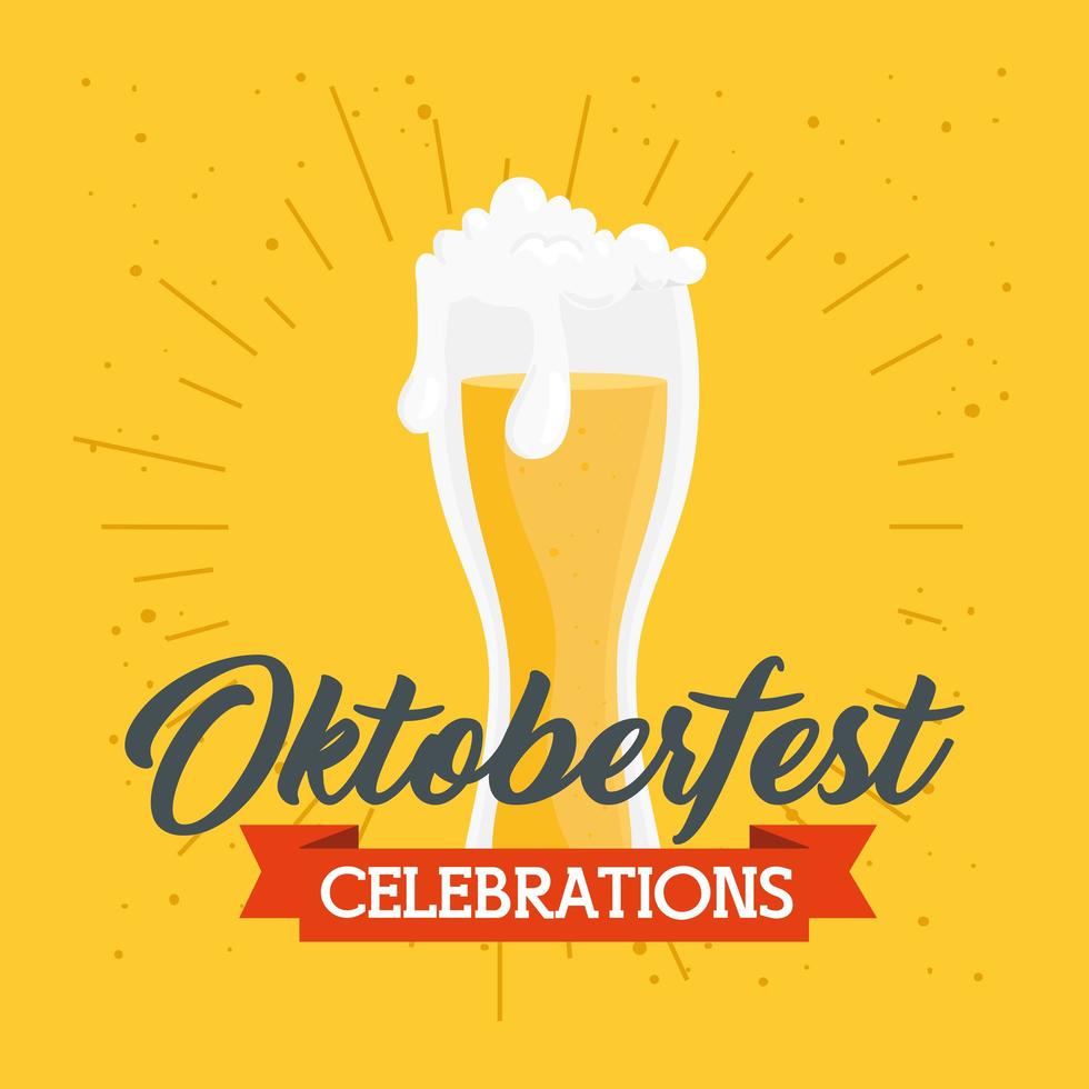 Oktoberfest celebration with glass of beer vector