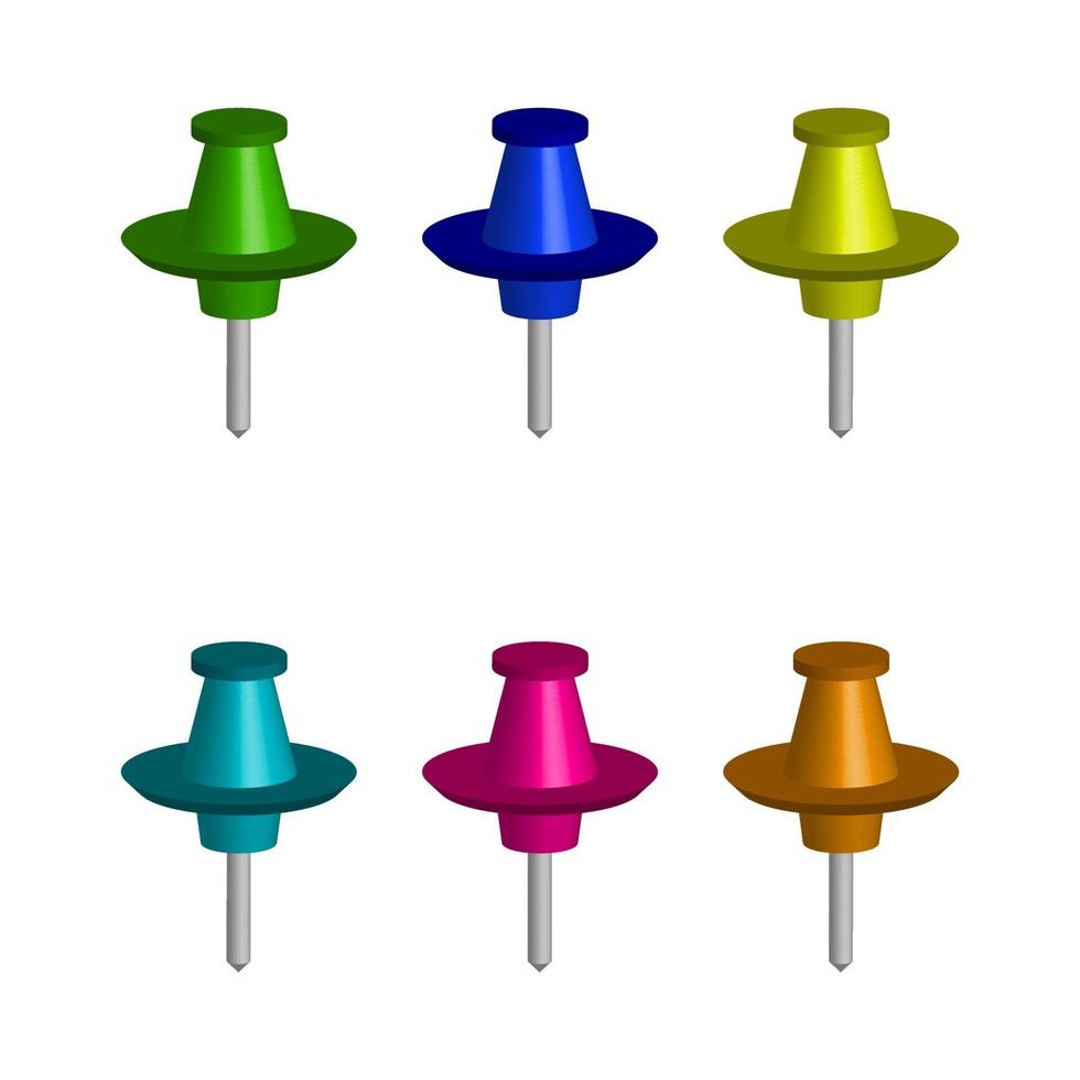 Push Pin Set On White Background vector