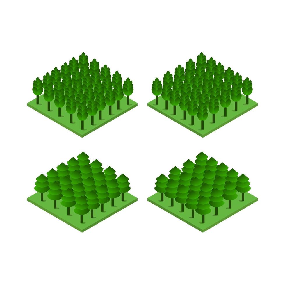 Set Of Trees On White Background vector