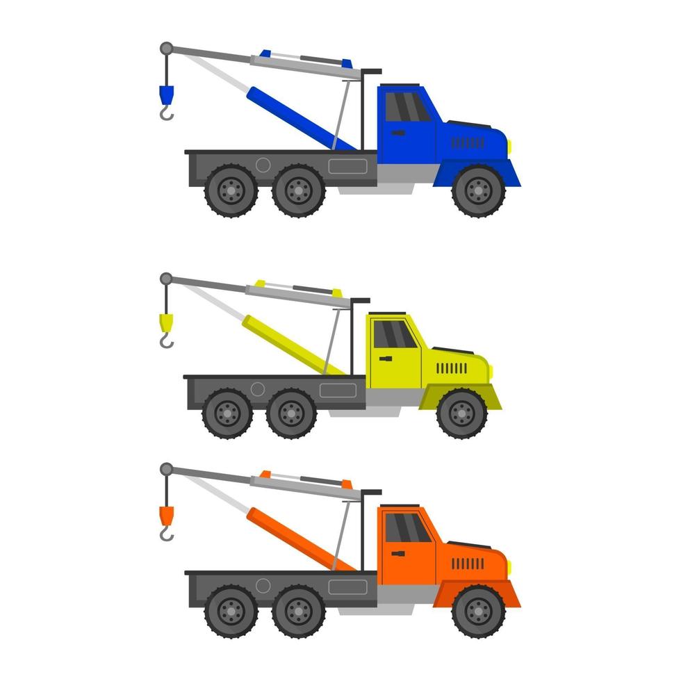 Tow truck pulls a car onto platform Royalty Free Vector