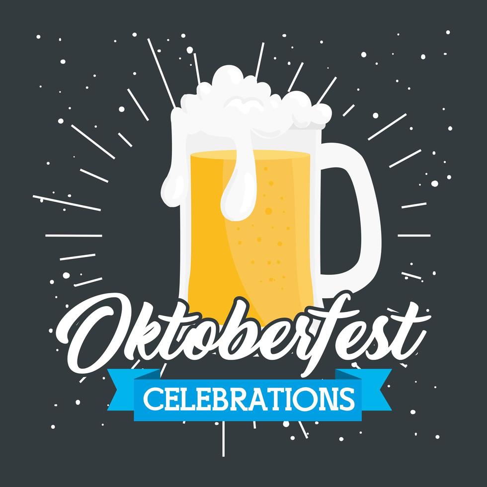 Oktoberfest celebration banner with beer vector