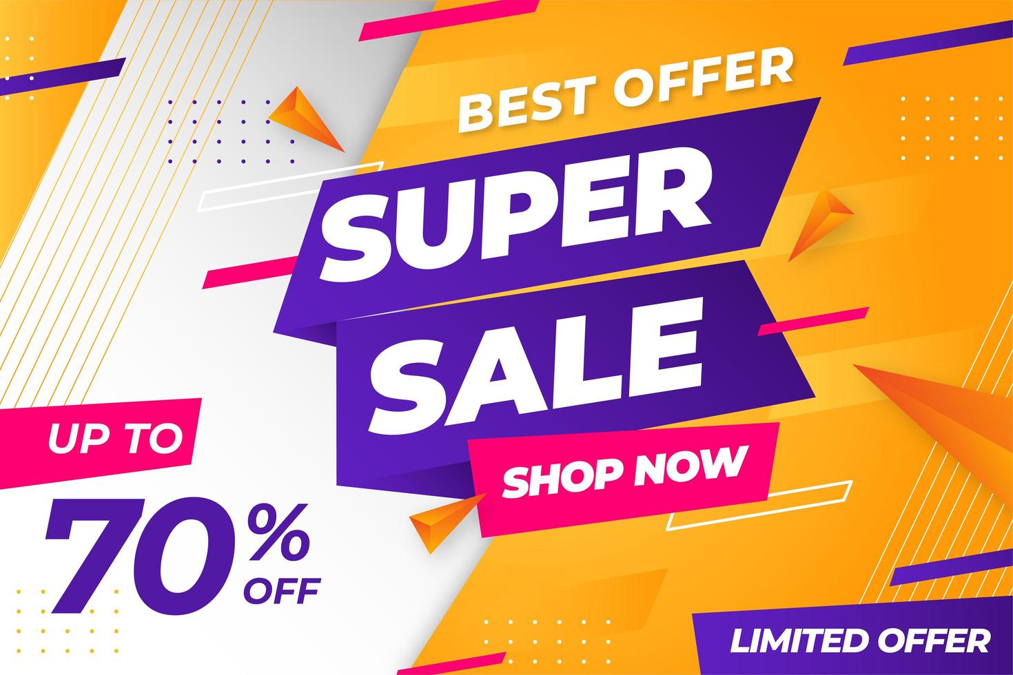 Super sale discount banner template promotion vector