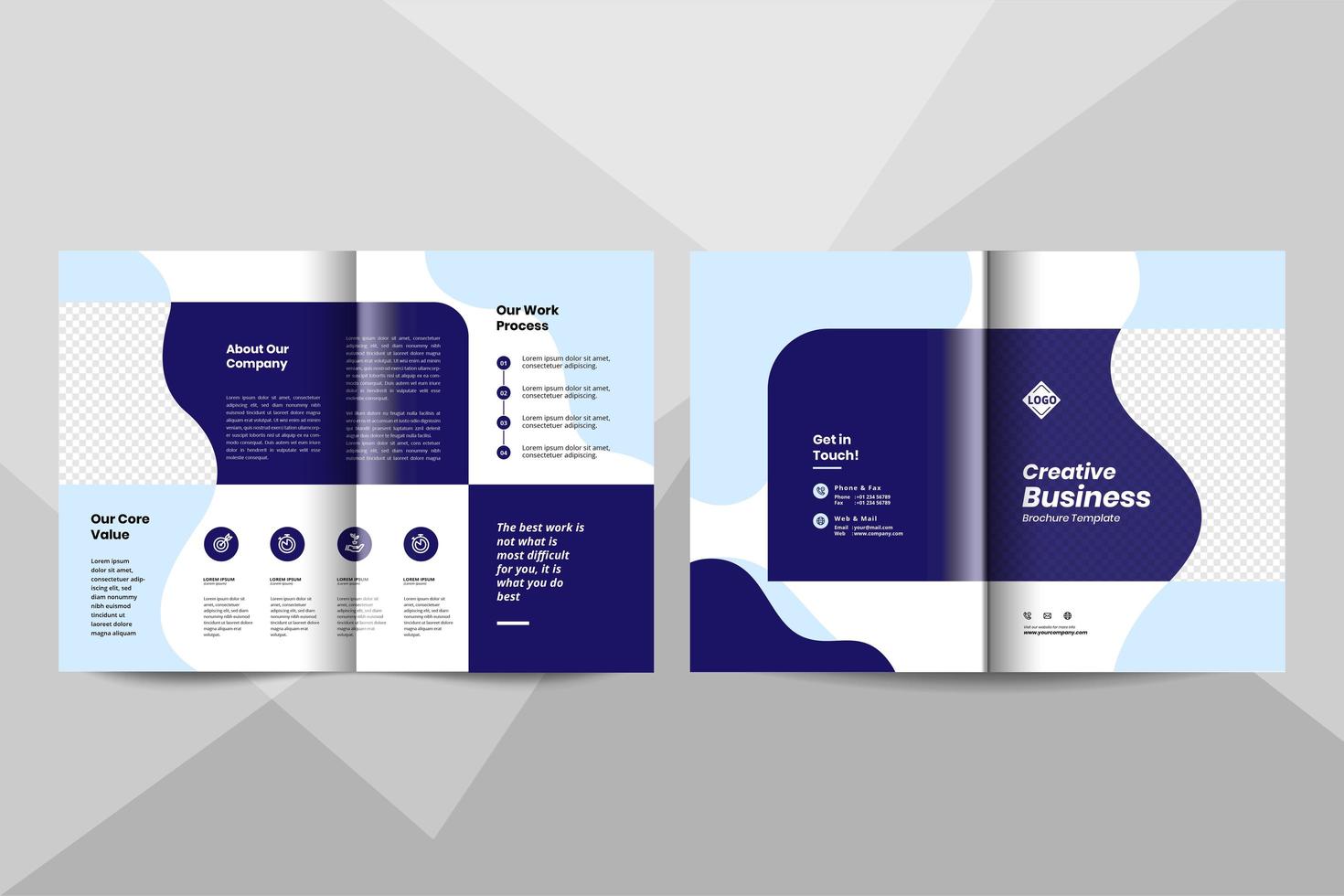 Plantilla de diseño de folleto de doble hoja de negocios creativos. diseño de folleto de negocios corporativos vector