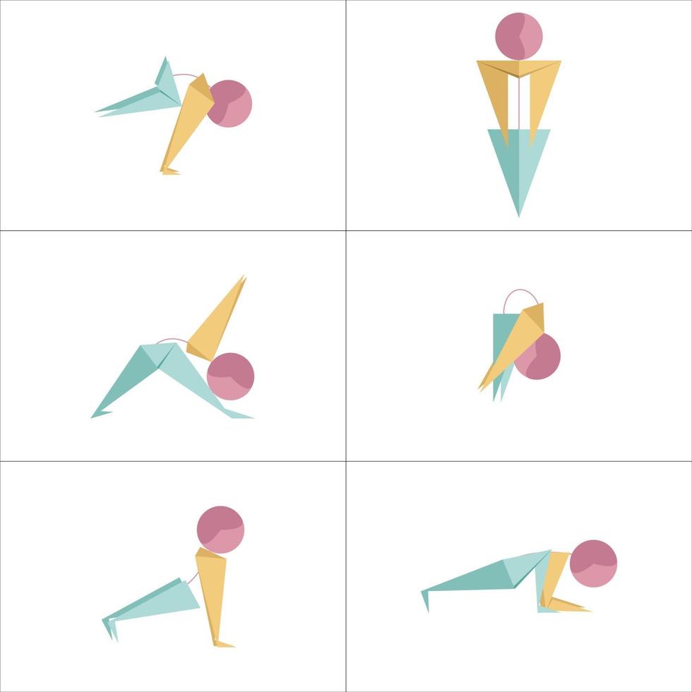 This is a set of asana icons. Stickman doing yoga. vector