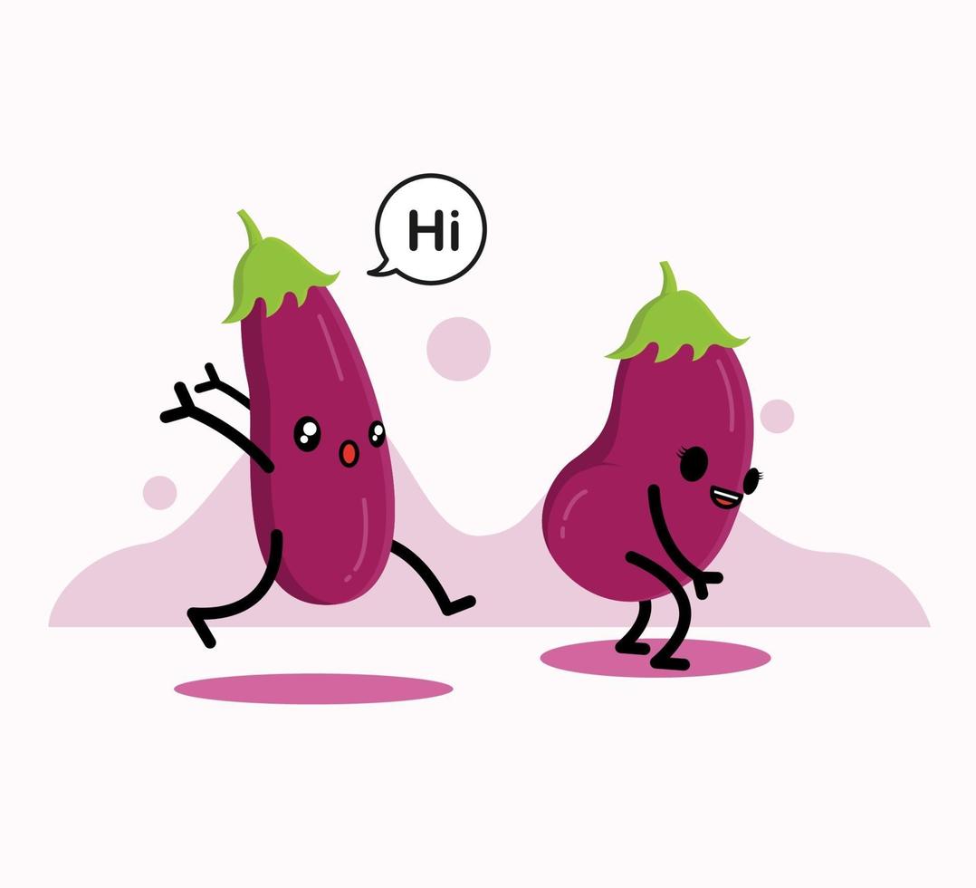 Cute Character Eggplants vector