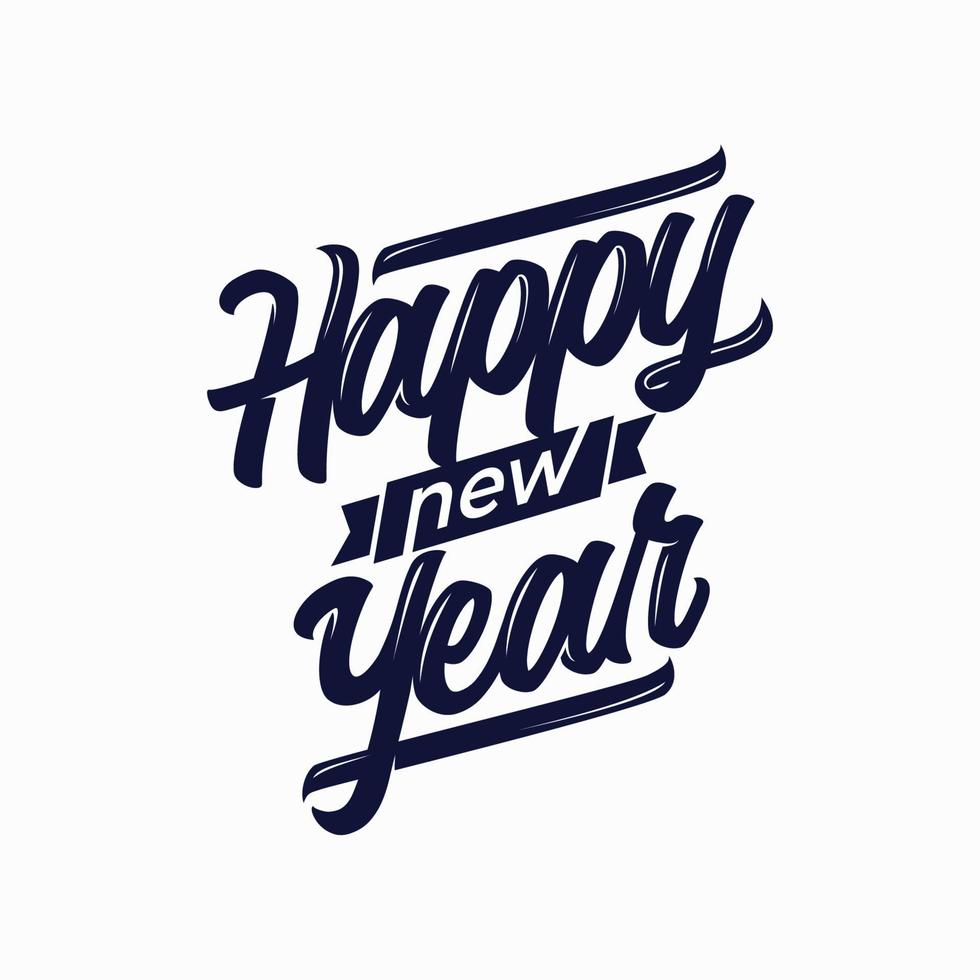 Happy new year lettering isolated on white background vector