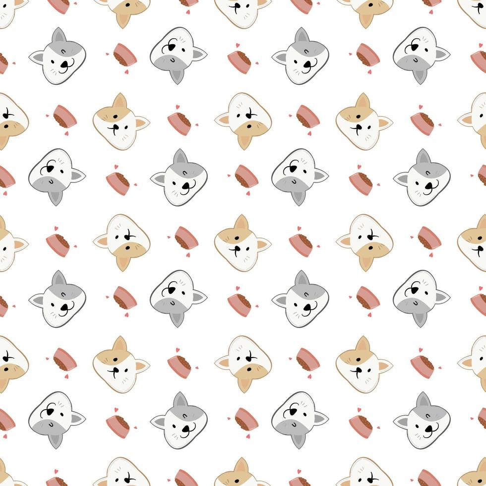 Seamless cute cat cartoon, cat pattern template for textile or background vector
