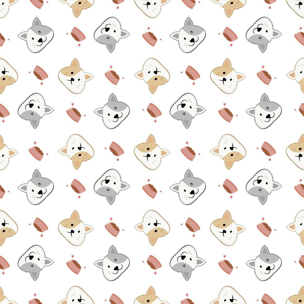 Seamless cute cat cartoon, cat pattern template for textile or background vector