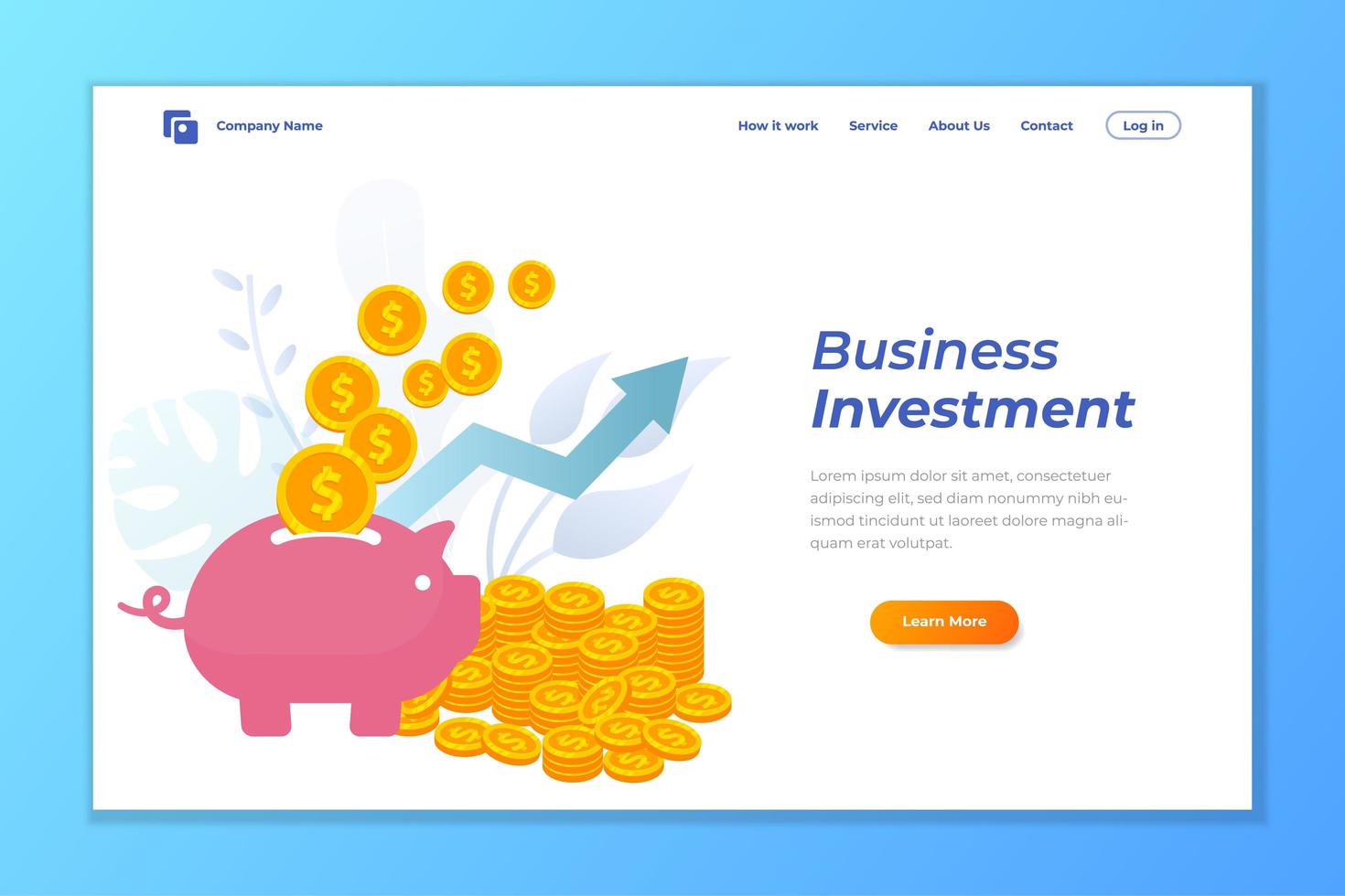 business landing page vector design. business grow investment landing page vector design