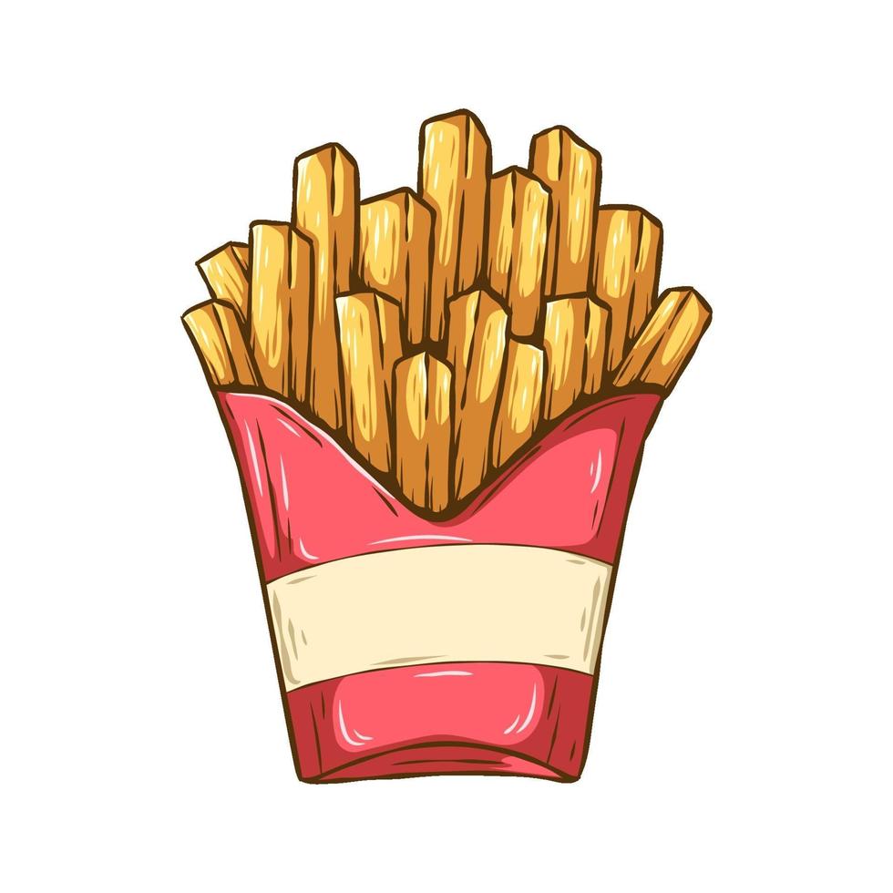 French fries in red box vector