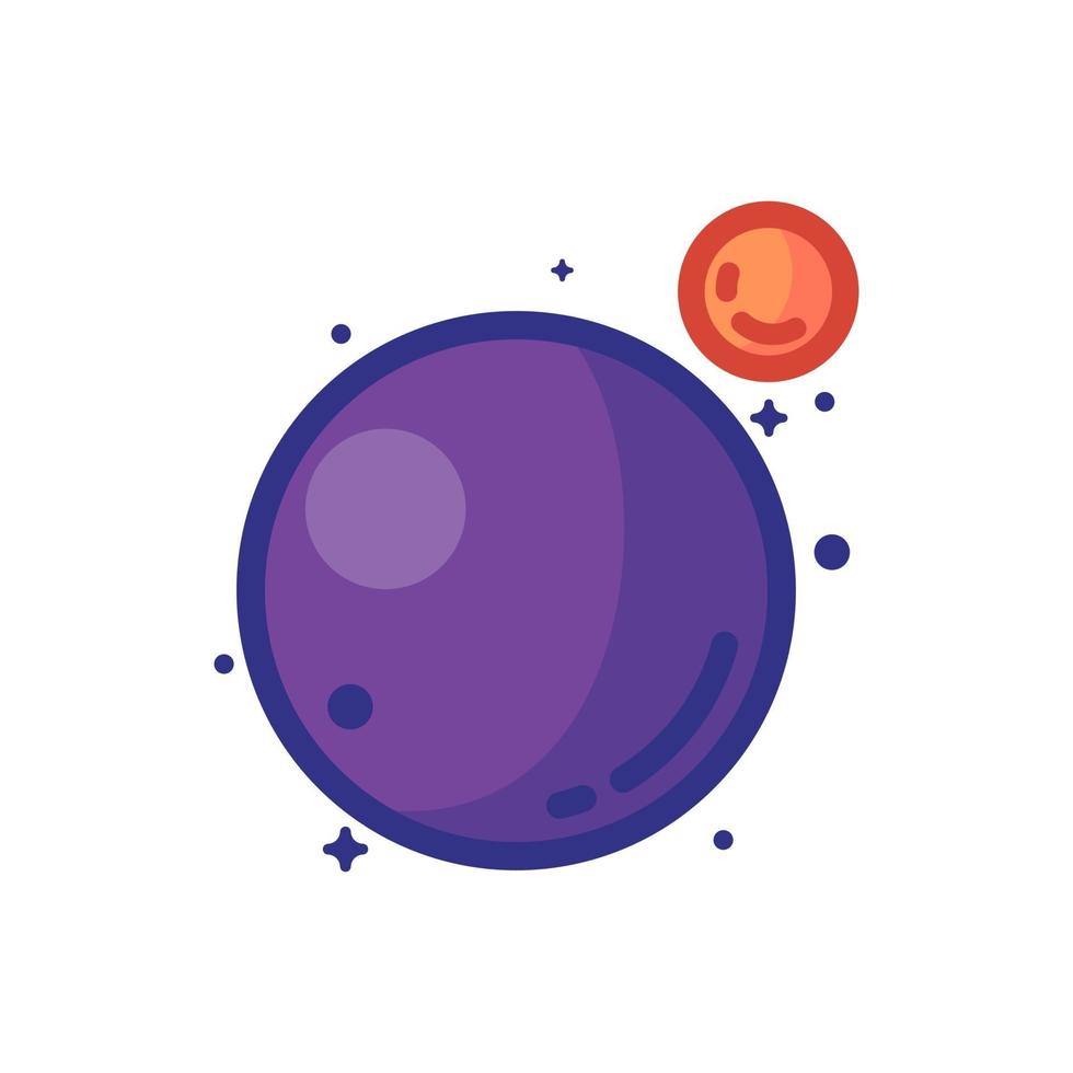 Planet and Moon Flat Style Science Icon Symbol vector
