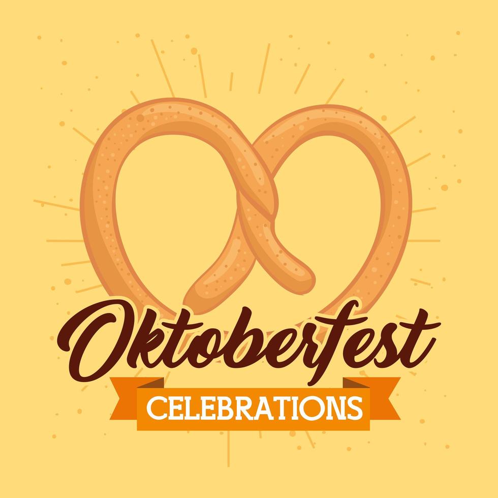 banner de celebración de oktoberfest con delicioso pretzel vector