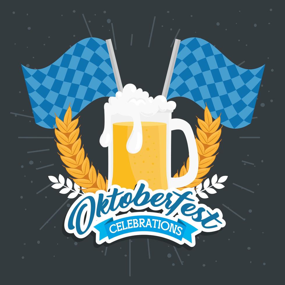 Oktoberfest celebration banner with beer vector