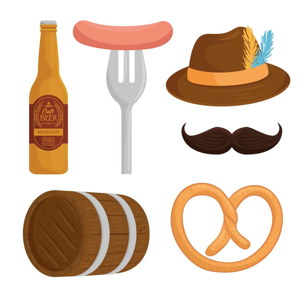 set of icons for Oktoberfest festival celebration vector