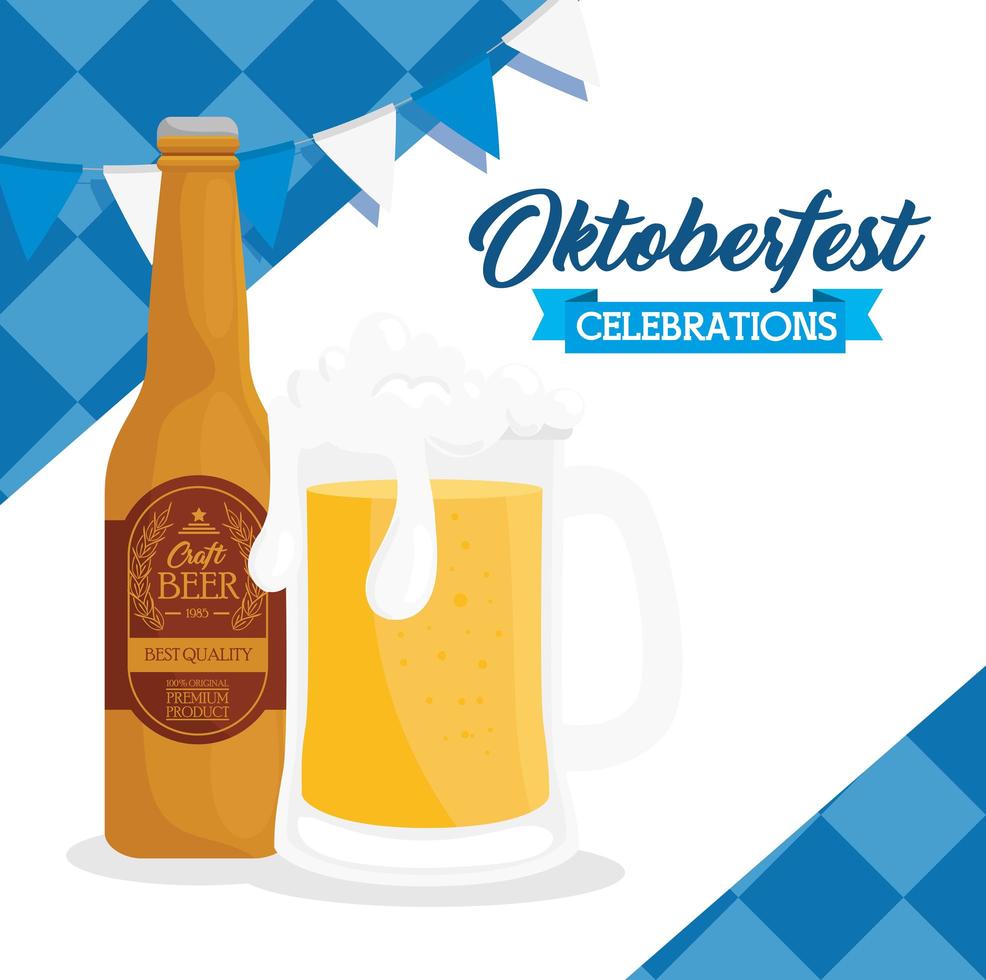 Oktoberfest celebration banner with craft beer vector