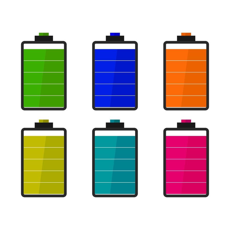 Set Of Batteries On White Background vector