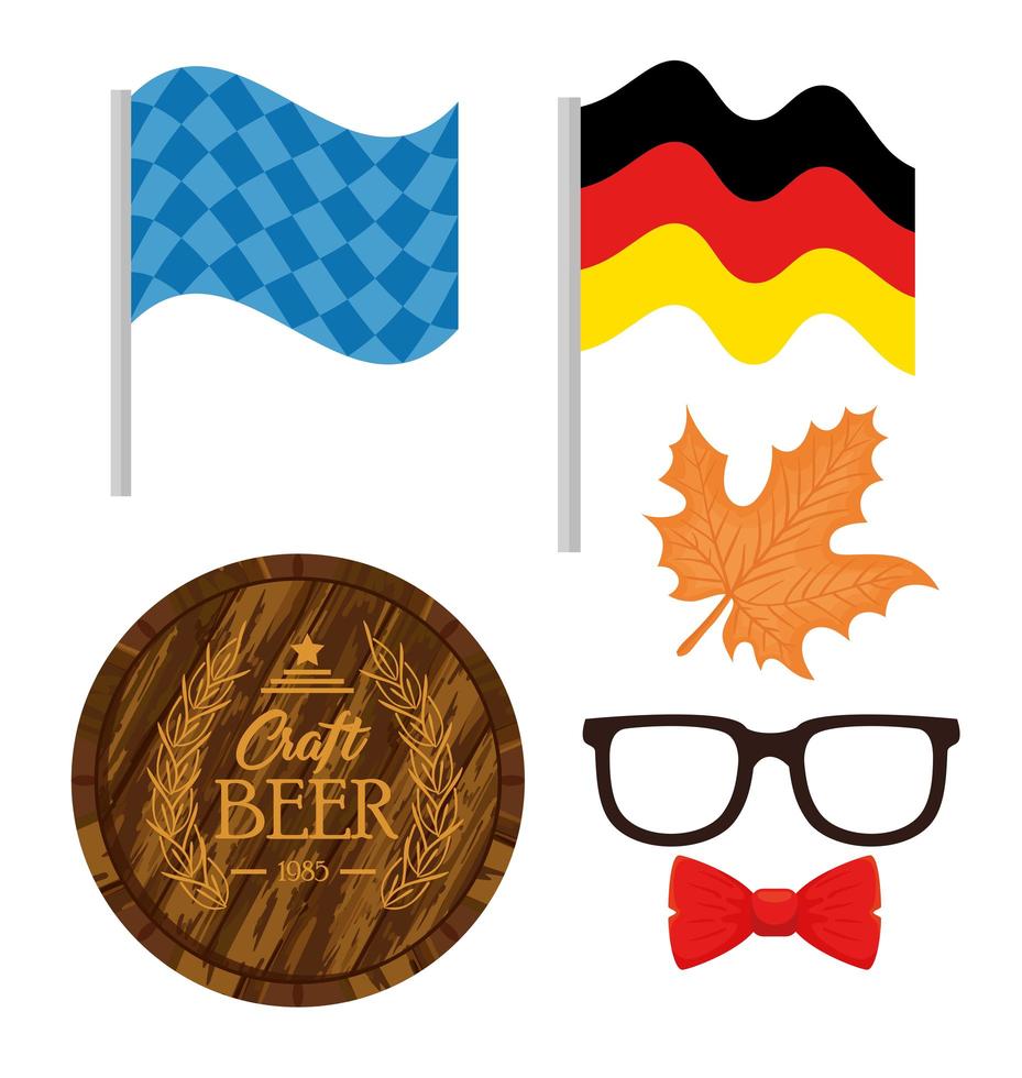 conjunto de iconos para la celebración del festival oktoberfest vector