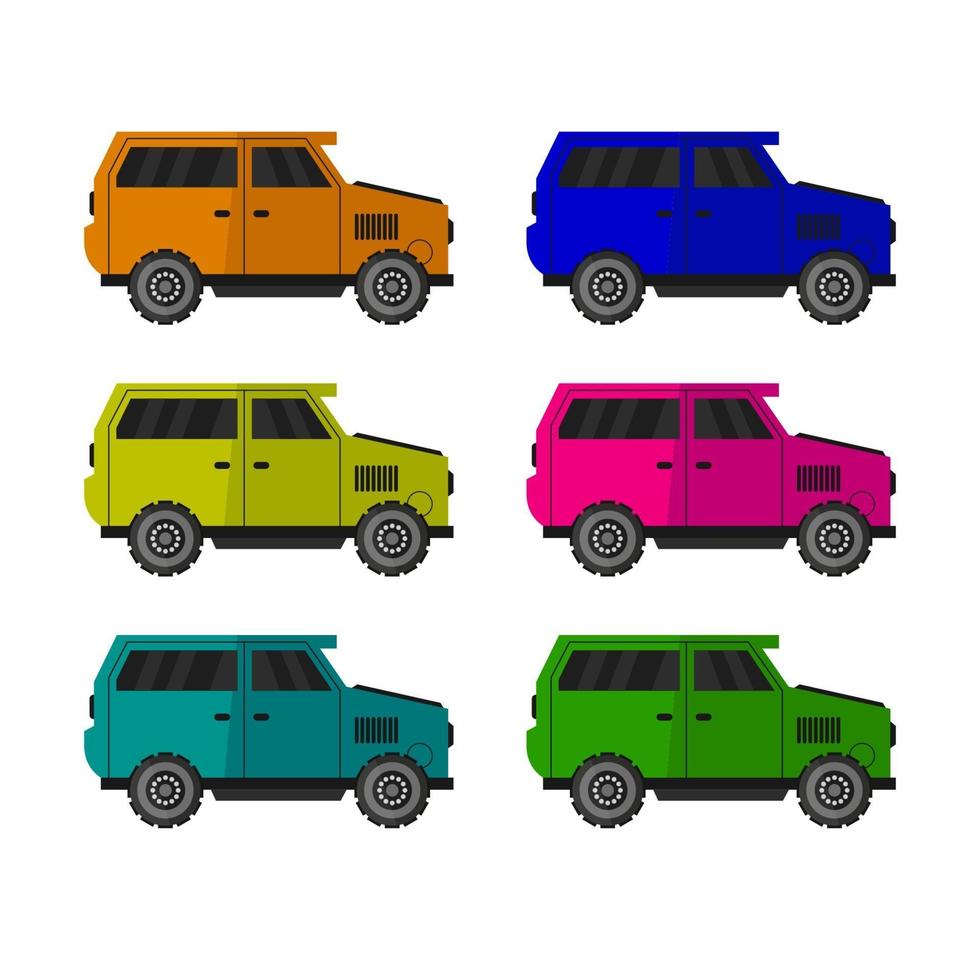 Conjunto de minivans sobre fondo blanco. vector