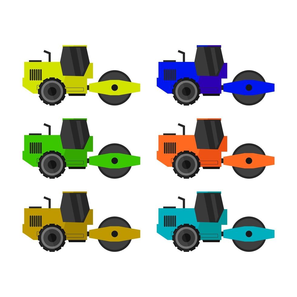Set Of Road Roller On White Background vector