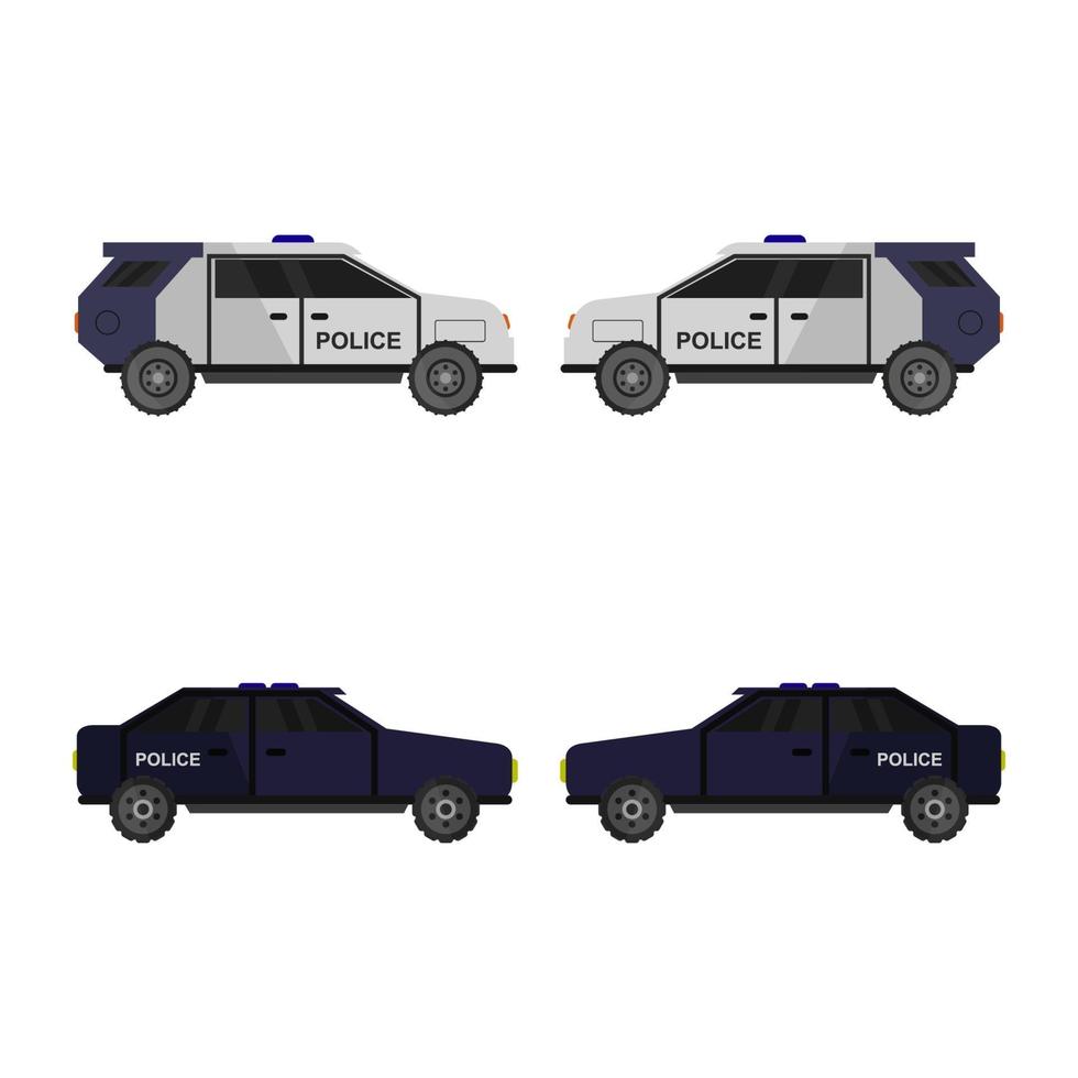 Set Of Police Car On White Background vector