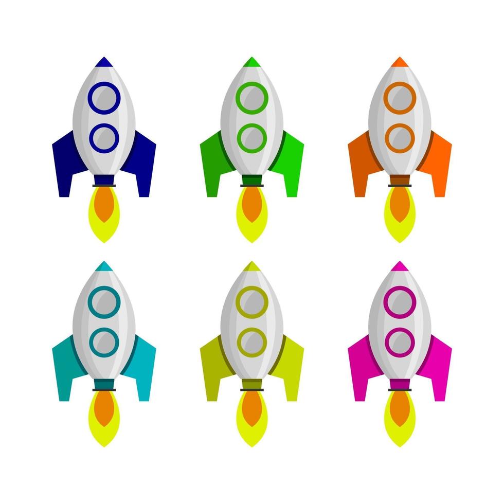 Rocket Set On White Background vector