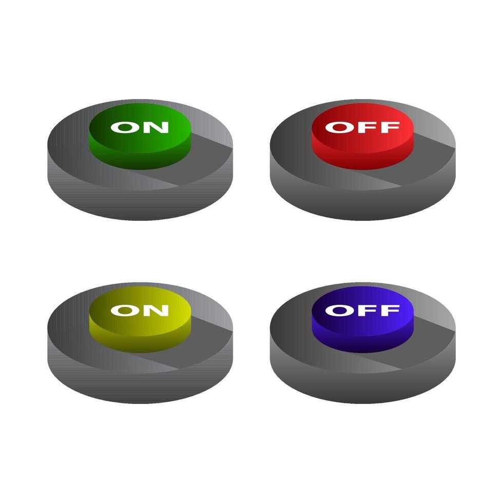 Set Of Buttons On Off White Background vector