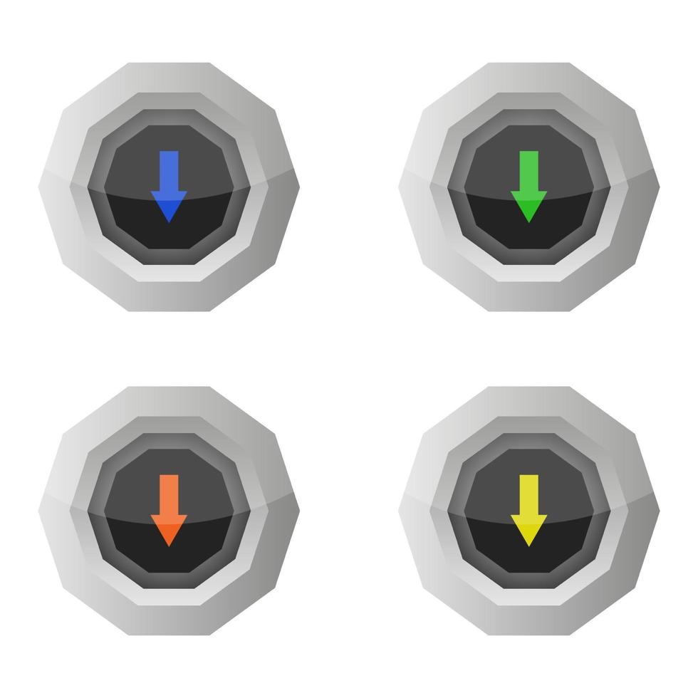 Conjunto de botones de descarga sobre fondo blanco. vector