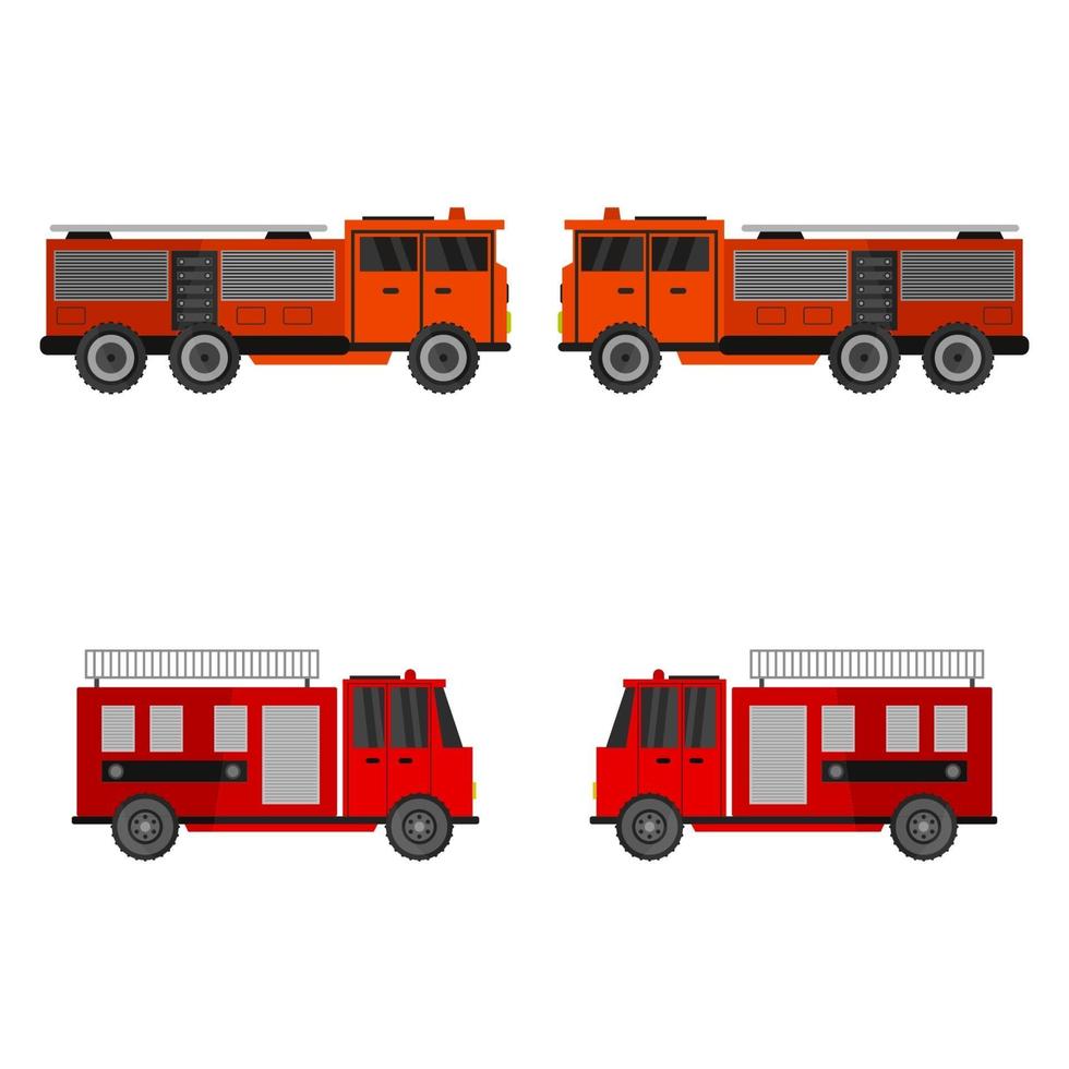 Set Of Fire Trucks On White Background vector