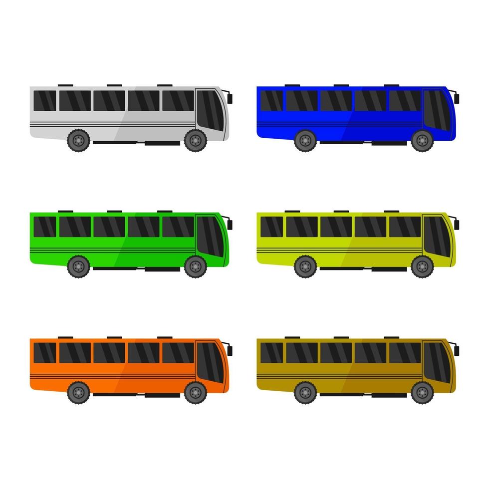 Set Of City Bus On White Background vector