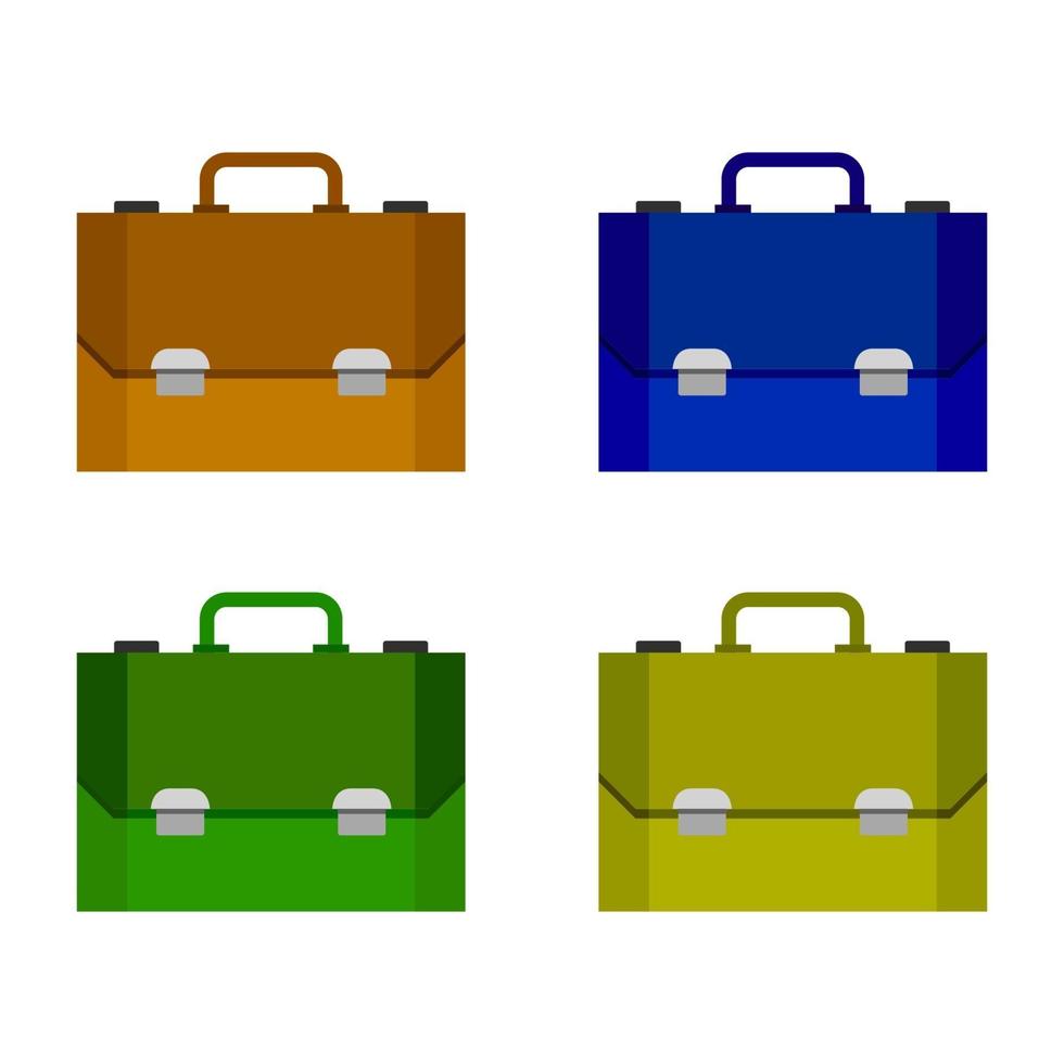 Set Of Work Suitcase On White Background vector