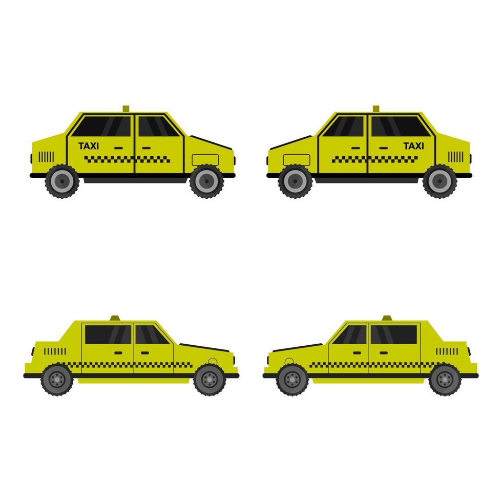Conjunto de taxis sobre fondo blanco. vector