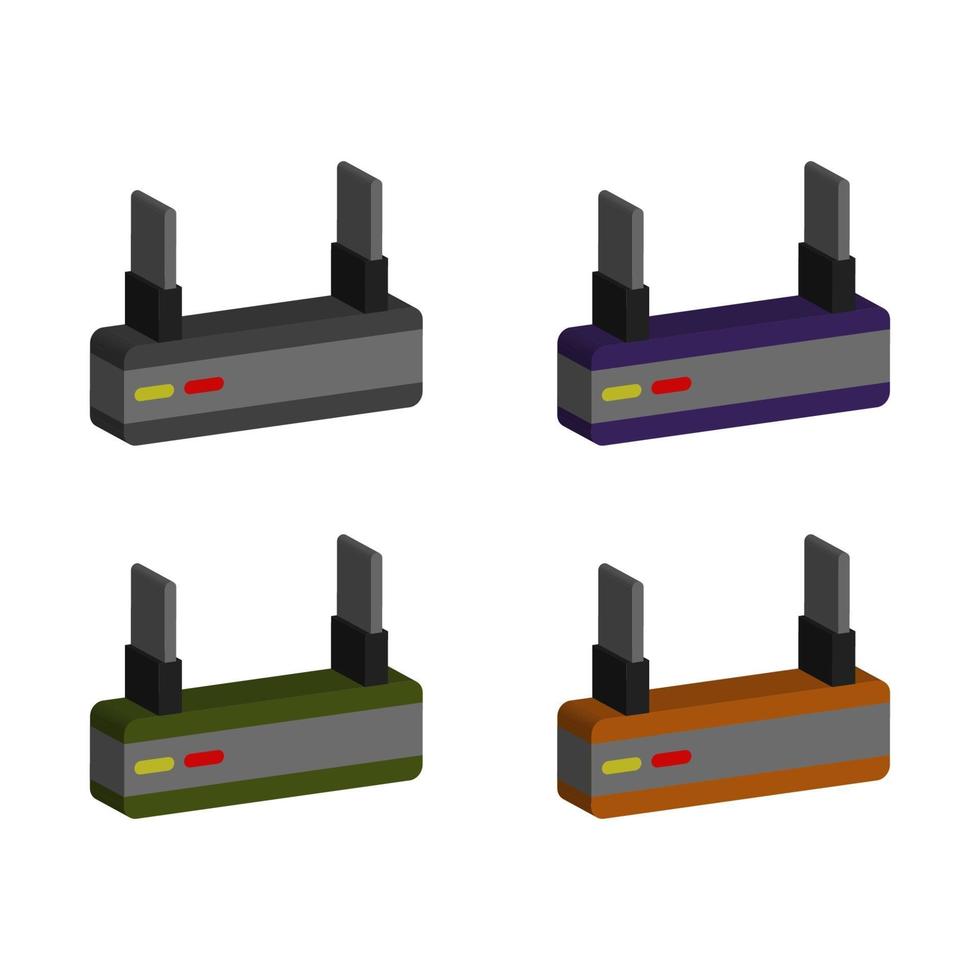 Set Of Routers On White Background vector