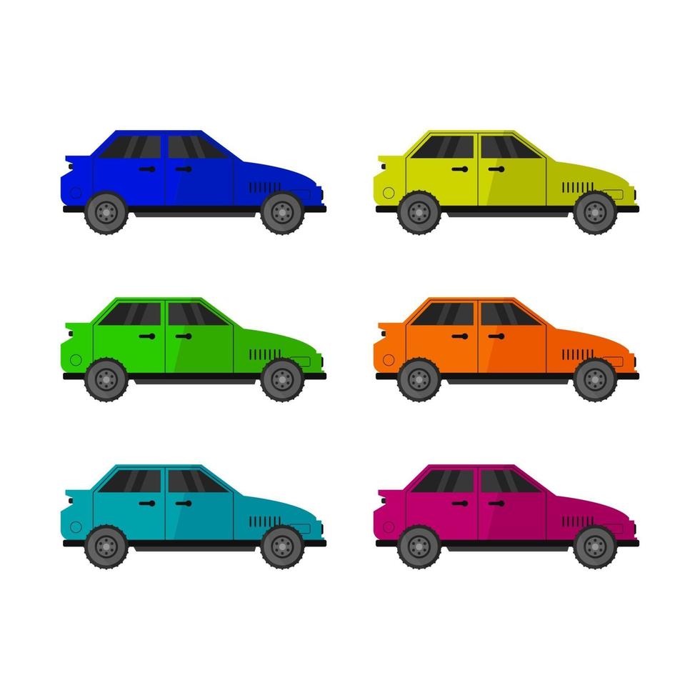 conjunto de coche sobre fondo blanco vector