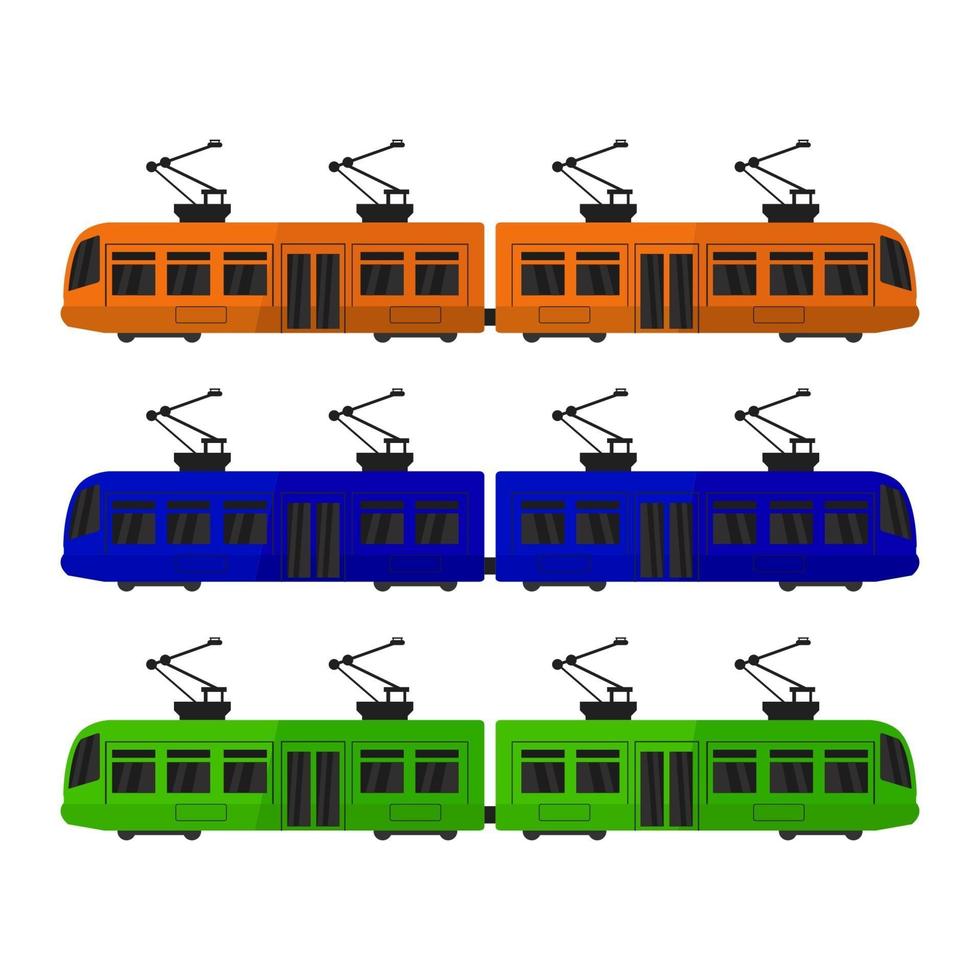 Tram Set On White Background vector