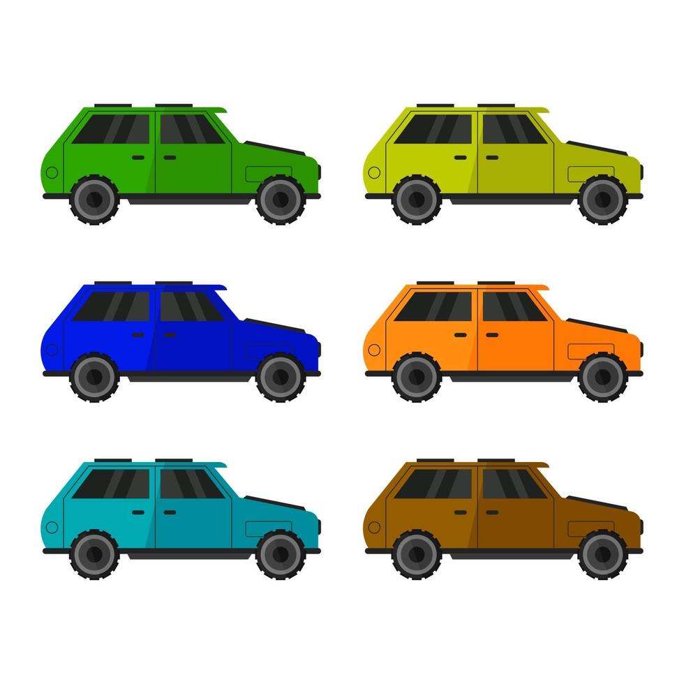 conjunto de coche sobre fondo blanco vector