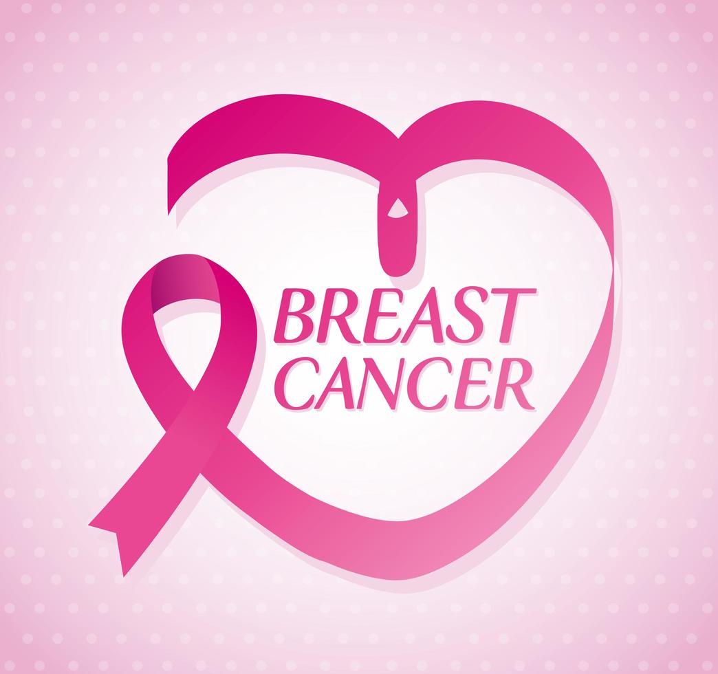 pink ribbon in heart shape, symbol of world breast cancer awareness month vector