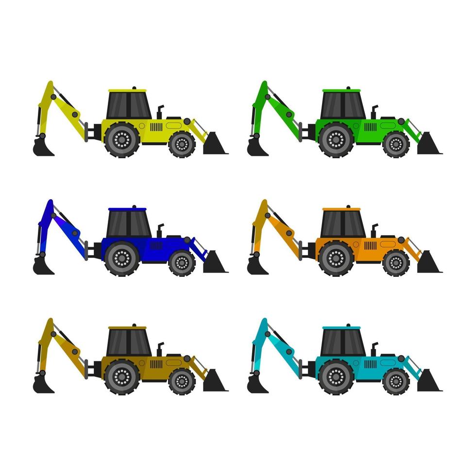 Set Of Excavator On White Background vector