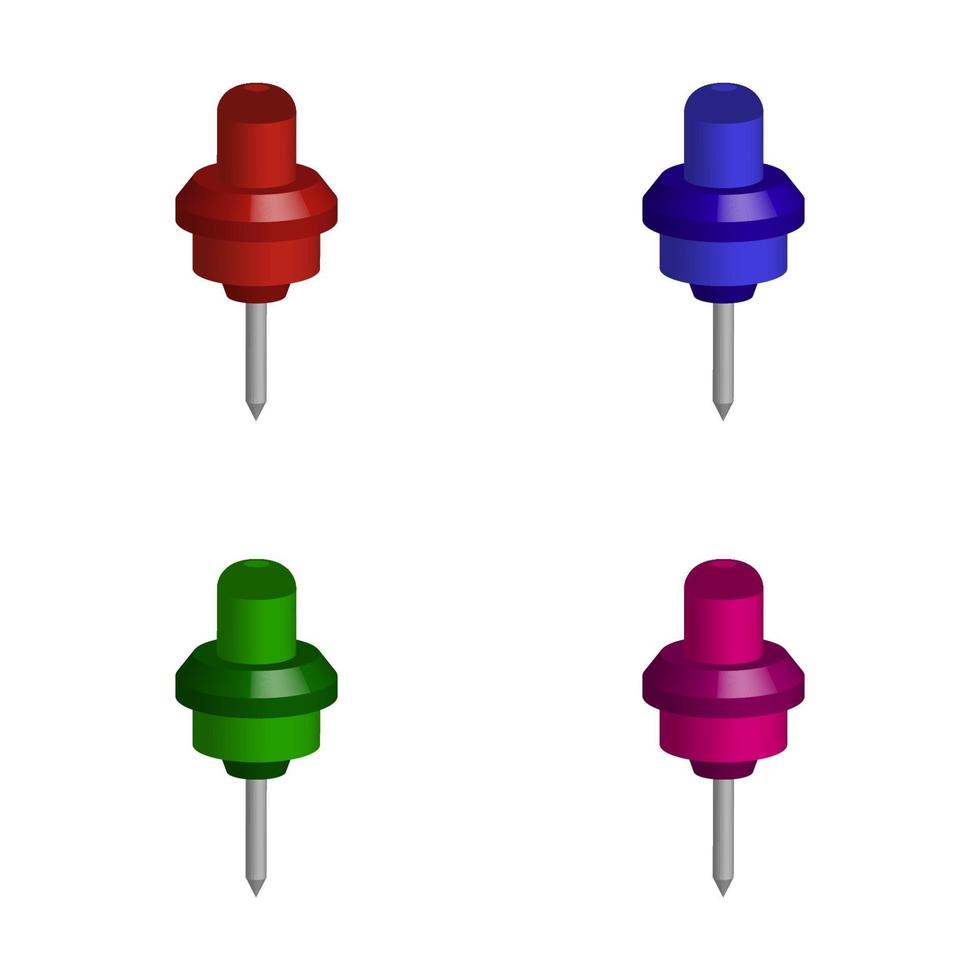 Set Of Push Pins On White Background vector