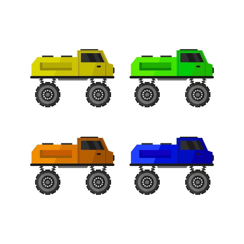 Monster Truck Set On White Background vector