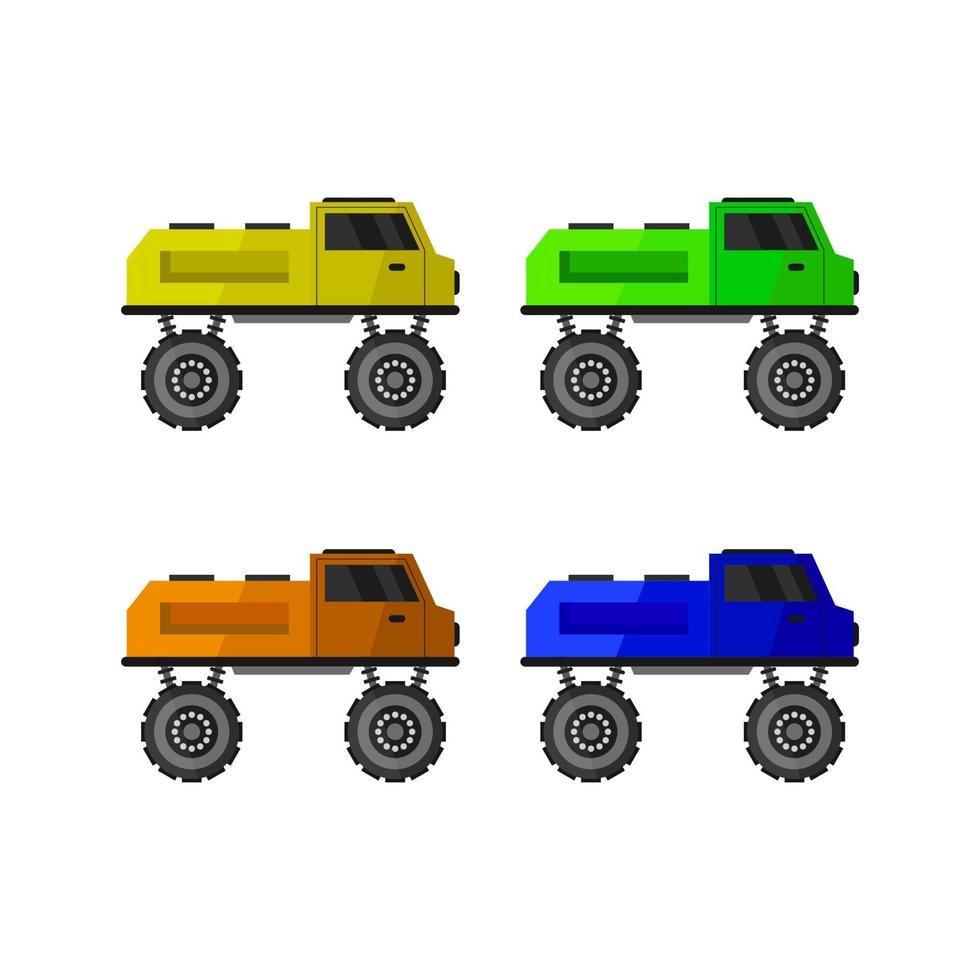 Monster Truck Set On White Background vector