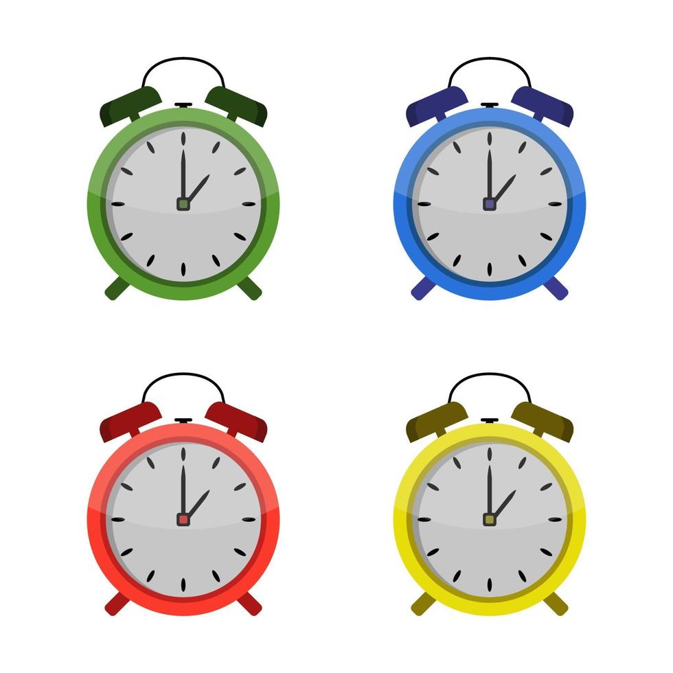 Set Of Alarm Clock On White Background vector