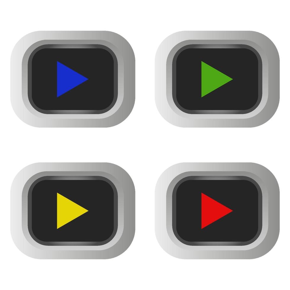 Set Of Play Button On White Background vector