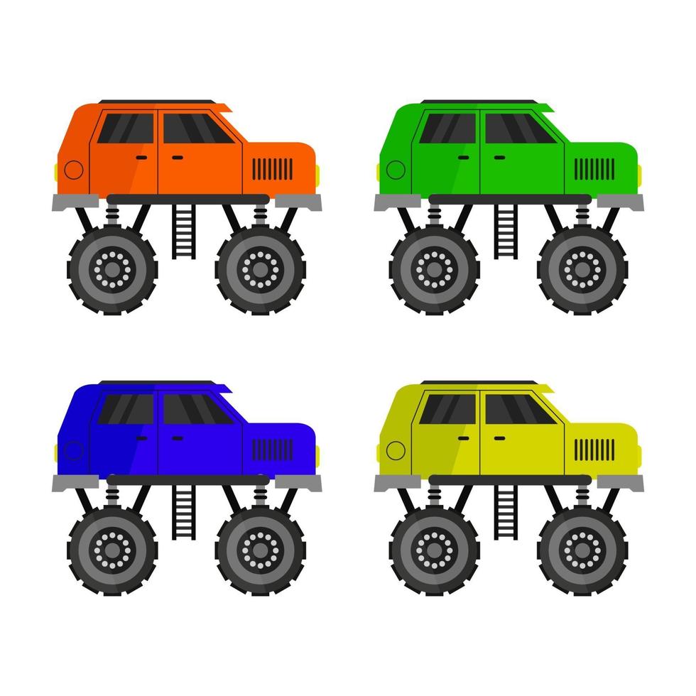 Monster Truck Set On White Background vector