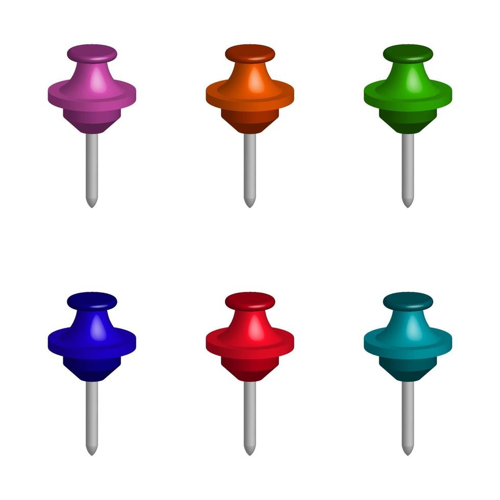 Set Of Push Pins On White Background vector