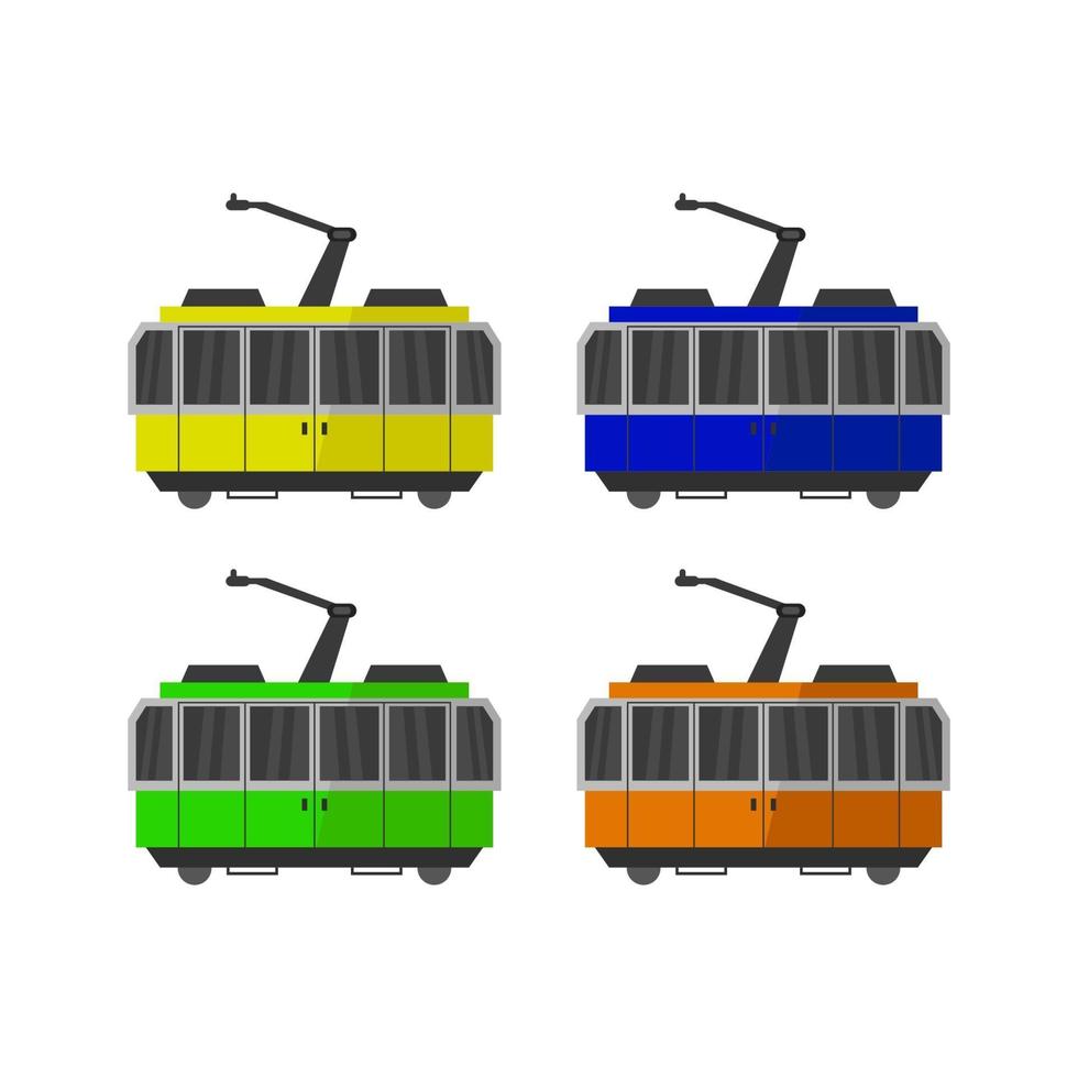 Tram Set On White Background vector